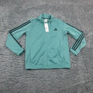Adidas Track Jacket Womens Large Green 3-Stripes Full Zip Athletic NWT